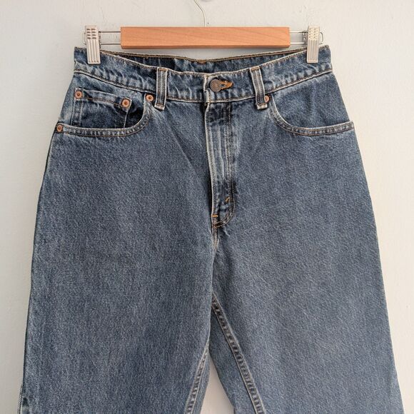 Vintage 90s Levi's 550 Denim Tapered Leg Mom Jeans Relaxed Fit Dark Wash Jrs 9 - Picture 3 of 9